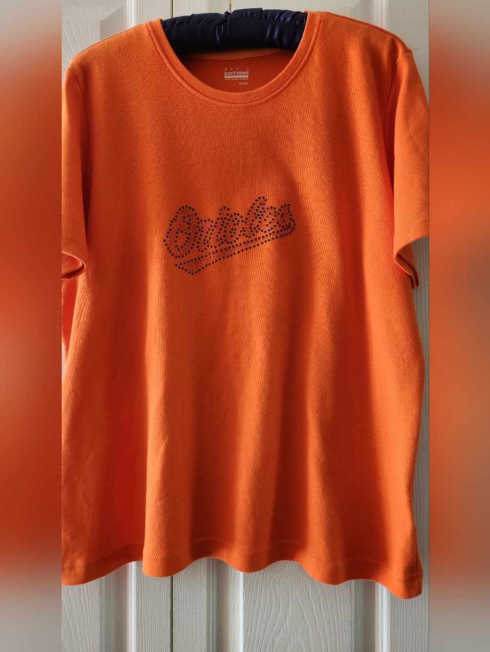 Orange Orioles Tee Glitter Shirt Baseball Bling Baltimore XL Cotton